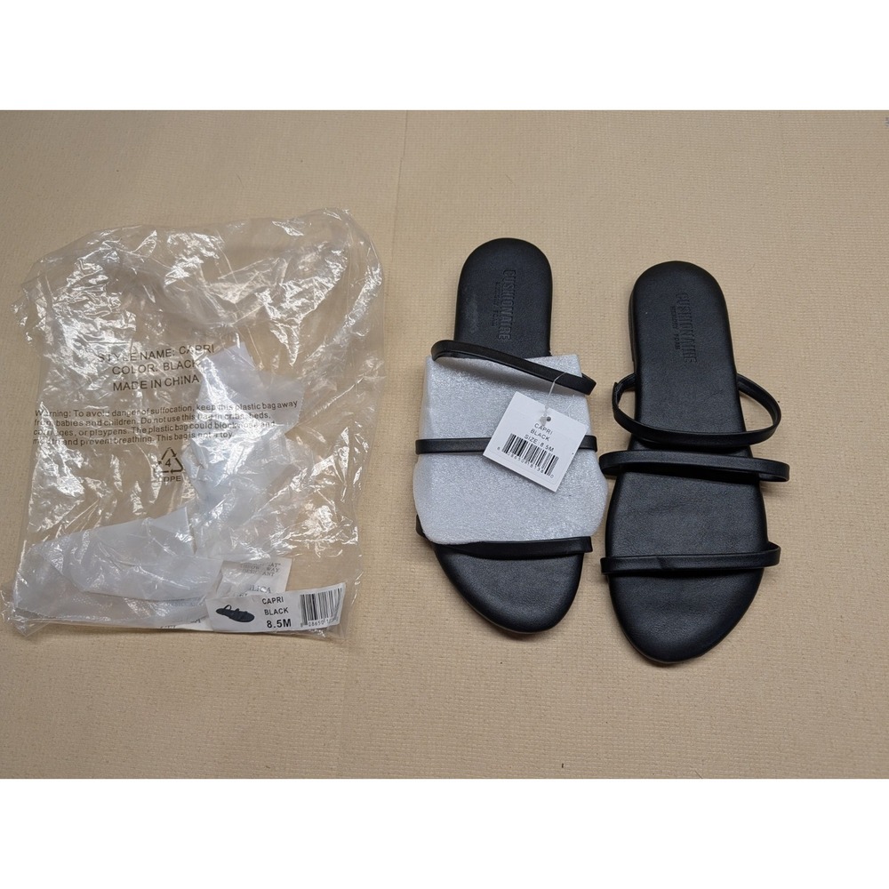CushionAire Women's Black Flat Scandals New Capri Style  Comfy For Walking